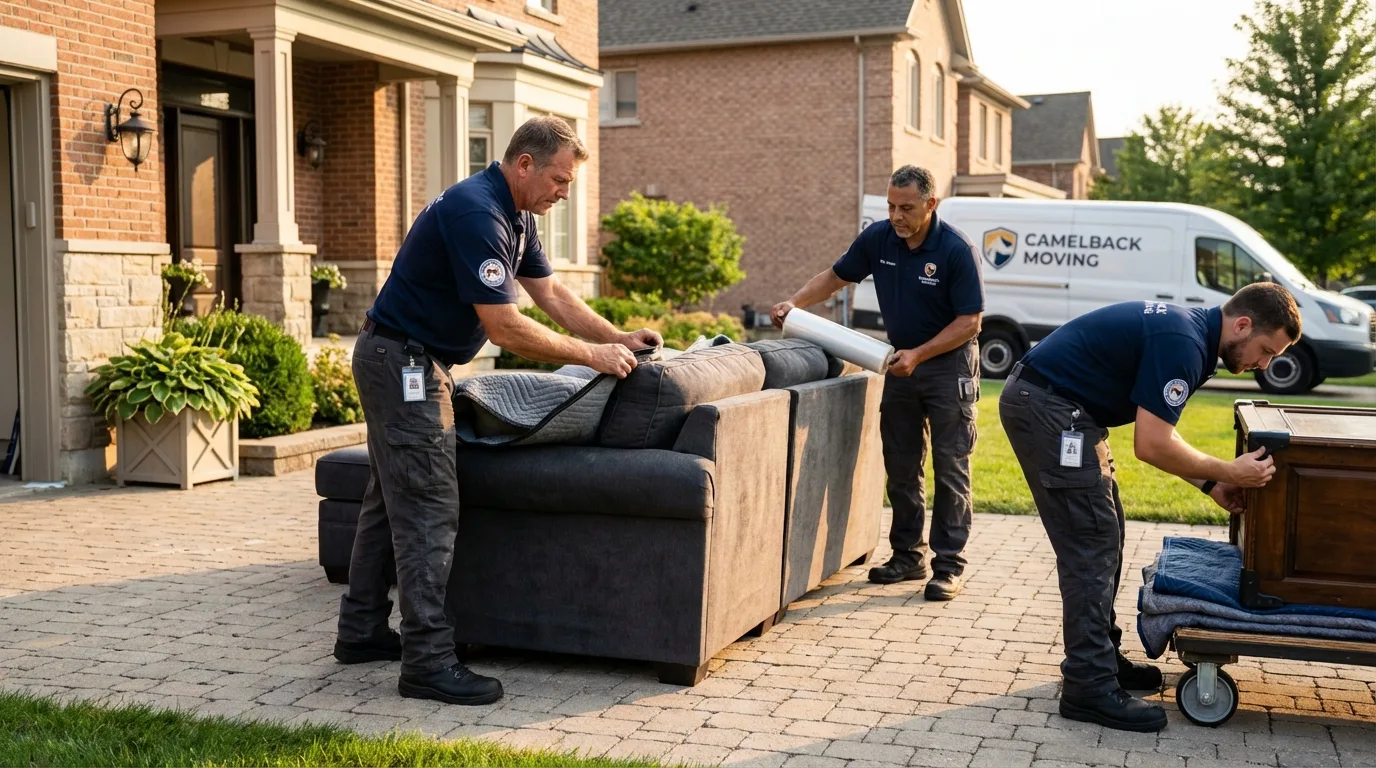 Large estate moving crew wrapping furniture in Gruver, TX
