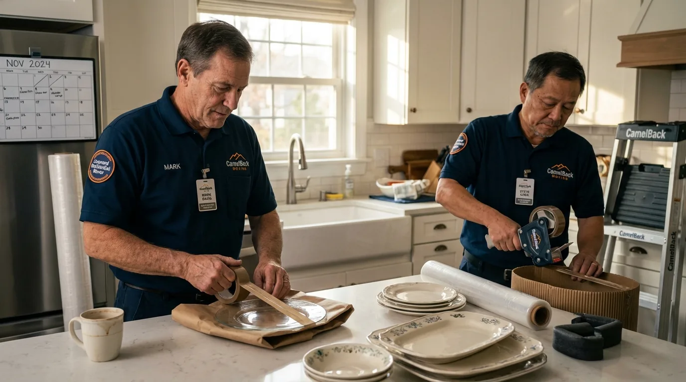 Professional crew packing kitchen dishware in Gruver, TX